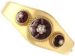 Gold Garnet Bangle for Sale 