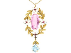 Antique Gemstone and Enamel Pendant