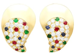 French Gemstone Earrings Gold