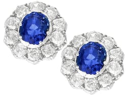 Sapphire and Diamond Cluster Earrings
