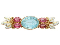 Victorian Gemstone Brooch with Enamel