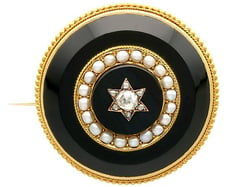 Victorian Onyx Brooch with Diamonds 