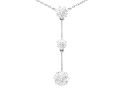 3 Stone Diamond Necklace Platinum