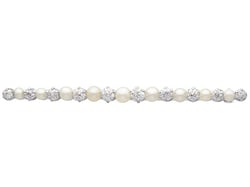 Antique Pearl Bar Brooch with Diamonds