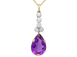 Pear Cut Amethyst Pendant with Diamonds