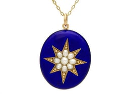 Antique Enamel and Pearl Pendant