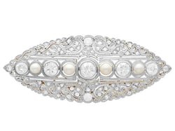 Antique Pearl and Diamond Brooch Yellow Gold