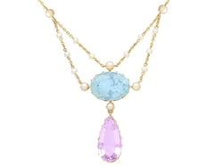 Aquamarine, Pearl and Amethyst Pendant