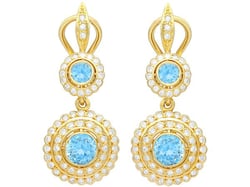 Vintage Aquamarine and Diamond Earrings