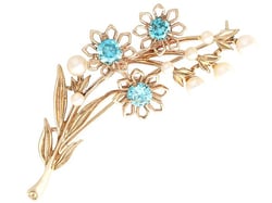Pearl and Zircon Brooch