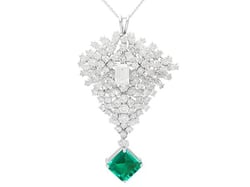 Zambian Emerald Brooch with Diamonds