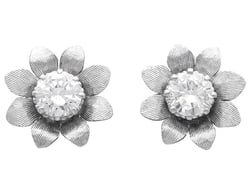 Large Diamond Flower Stud Earrings 