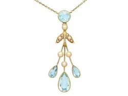 Aquamarine and Pearl Pendant UK