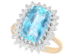Aquamarine and Diamond Ring Yellow Gold