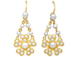 Gold Seed Pearl Earrings Antique