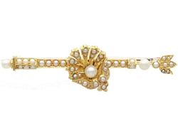 Antique Seed Pearl Brooch Gold