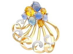 Sapphire and Citrine Spray Brooch