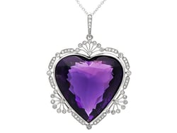 Large Amethyst Heart Pendant UK