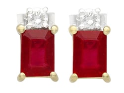 Emerald Cut Ruby Earrings UK