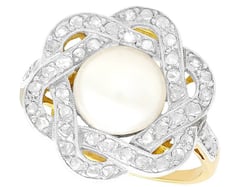 Edwardian Pearl Ring with Diamonds