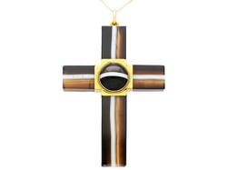 Agate and Gold Cross Pendant UK