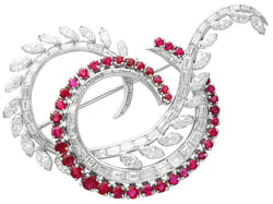 Vintage Ruby Brooch with Diamonds 