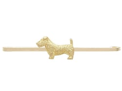 Antique Gold Bar Brooch Dog