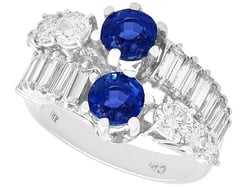 Vintage Sapphire and Baguette Diamond Ring
