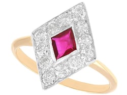 Kite Shaped Diamond and Ruby Ring