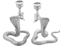 Antique Sterling Silver Snake Candle Holder 