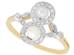 Yellow Gold Pearl and Diamond Dress Ring