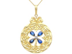 Blue Sapphire Diamond Pendant Necklace