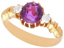 Antique Purple Sapphire Ring with Diamonds
