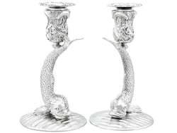 Vintage Silver Fish Candlesticks