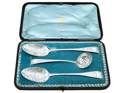 Antique Silver Spoons and Ladle Set UK