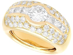 Chunky Yellow Gold Multi Diamond Ring UK