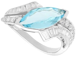 Marquise Cut Aquamarine Ring