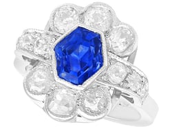 Certified Blue Sapphire and Diamond Ring