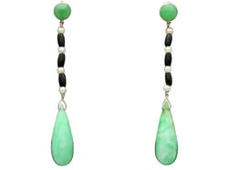 Jade Drop Earrings with Onyx