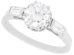 Diamond Engagement Ring with Baguette Side Stones