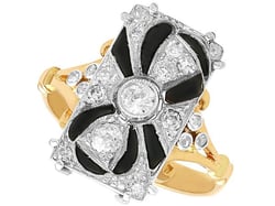 Black Onyx and Diamond Ring Art Deco for Sale