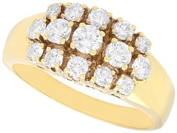 3 Row Diamond Ring in Yellow Gold