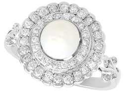 Pearl Target Ring with Diamonds for Sale