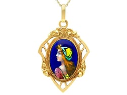 Edwardian Enamel and Gold Pendant for Sale