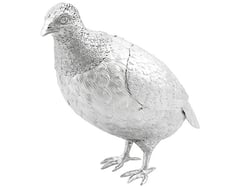 antique partridge sugar box in silver