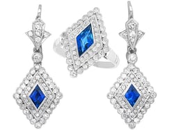 lozenge cut sapphire earrings with diamonds