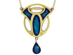 Art Nouveau Enamel Pendant in Gold