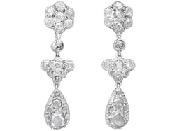 Victorian Diamond Drop Earrings in White Gold