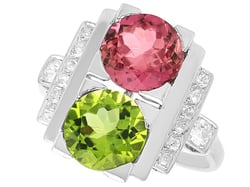 Pink Tourmaline and Peridot Ring for Sale