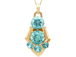 Gold Zircon Pendant Art Deco Style
